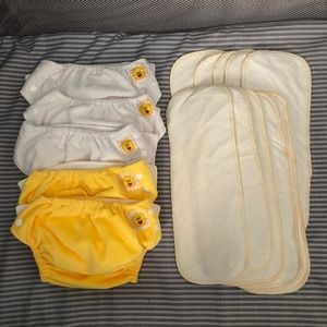 5 Fully Adjustable Cloth Diapers & 10 Liners